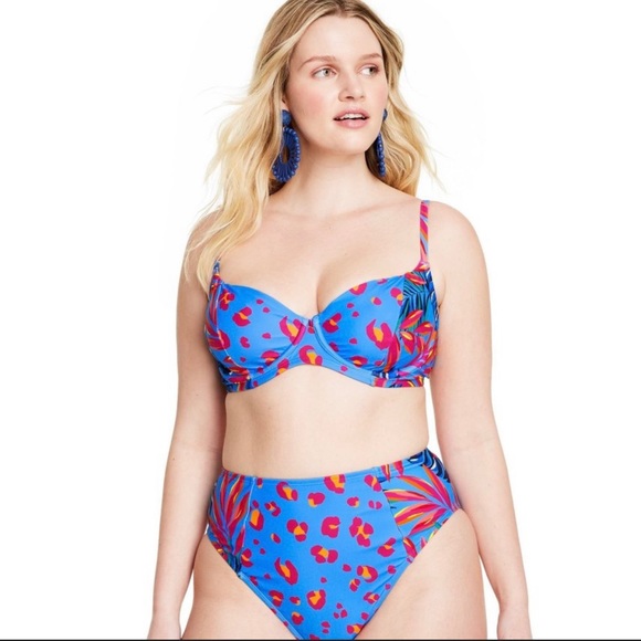 Tabitha Brown for Target Other - Tabitha brown for target  2 piece tropical print blue and fuchsia bikini Set NWT